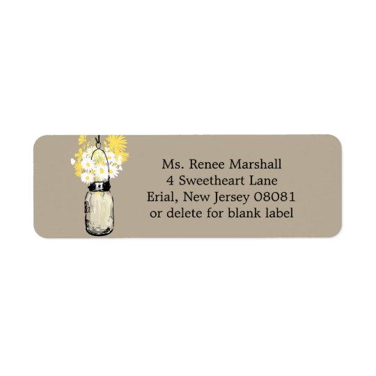 Rustic Mason Jar Wedding Return Address Label