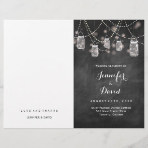 Rustic Mason Jars and Fireflies Wedding Programs