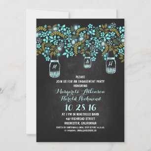 rustic mason jars chalkboard engagement party invitation