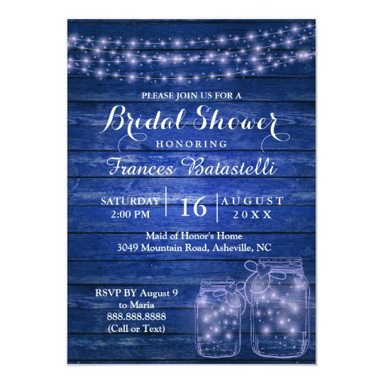 Rustic Mason Jars Evening Wedding Bridal Shower Card
