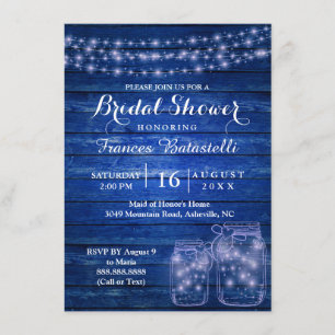 Rustic Mason Jars Evening Wedding Bridal Shower Invitation