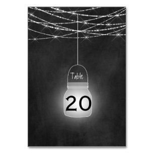 Rustic Mason Jars Lights Chalkboard Table Cards