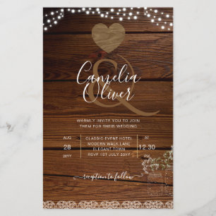 Rustic Mason Jars Lights Lace Gypsophilia WEDDING Flyer