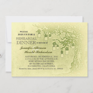 Rustic mason jars tree rehearsal dinner invitation