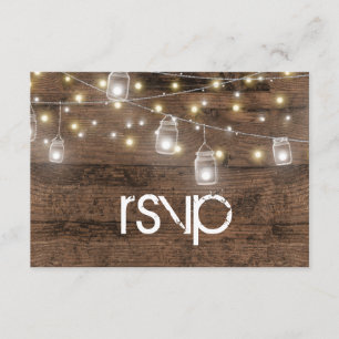 Rustic Mason Lights Reception Dinner RSVP Entree Card