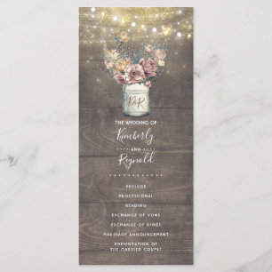 Rustic Mauve Gold Floral Mason Jar Programme de ma