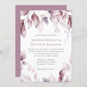 Rustic Mauve Pink Botanical Wedding Invitation