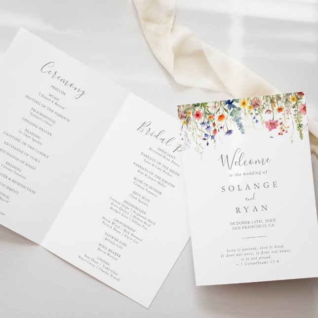 Rustic Meadow Botanical Folded Wedding Program (Creator Uploaded)
