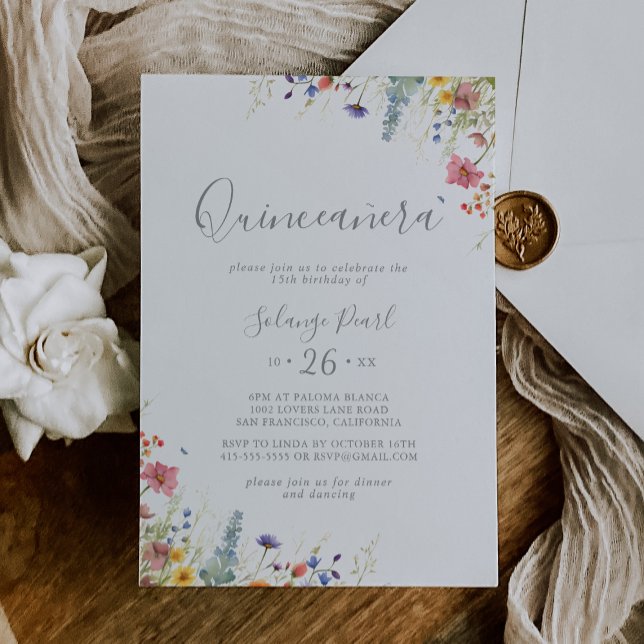 Rustic Meadow Botanical Quinceañera Invitation (Creator Uploaded)