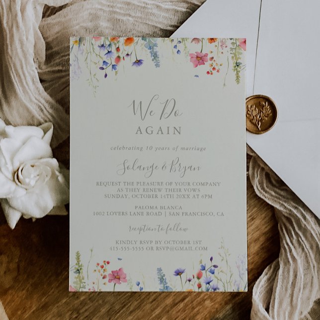 Rustic Meadow Botanical We Do Again Vow Renewal Invitation (Creator Uploaded)