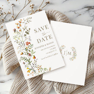 Rustic Meadow Flower Wreath Save The Date Invitation