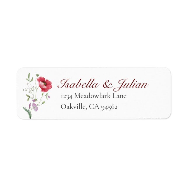 Rustic Meadow Poppy & Lavender Return Address (Front)