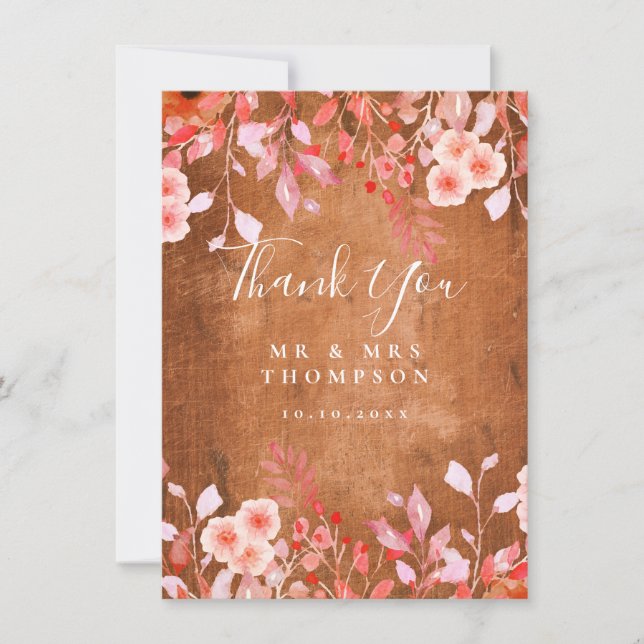 Rustic Meadow Wildflowers Floral Wedding Thank You Card (Front)