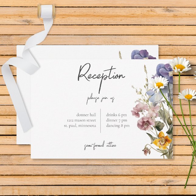 Rustic Meadow Wildflowers Purple Reception Enclosure Card (Creator Uploaded)