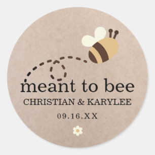 Rustic Meant To Bee Wedding Classic Round Sticker