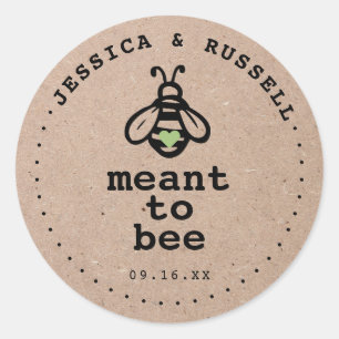 Rustic Meant To Bee Wedding Classic Round Sticker
