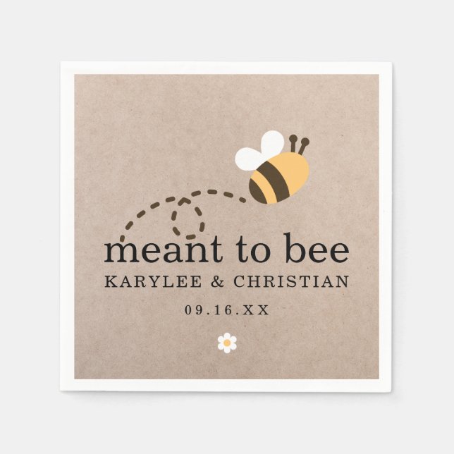 Rustic Meant To Bee Wedding Paper Napkin (Front)