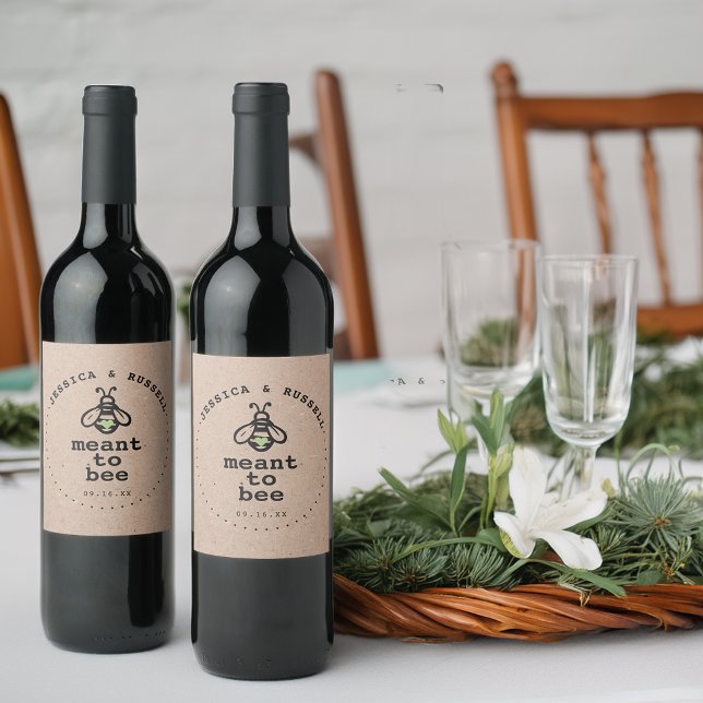 Rustic Meant To Bee Wedding Wine Label (Rustic Meant To Bee Wedding Wine Label)