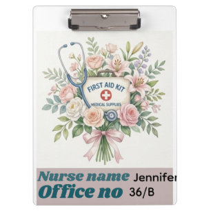 Rustic Medical Wall Decor – Yellow Botanical Steth Clipboard
