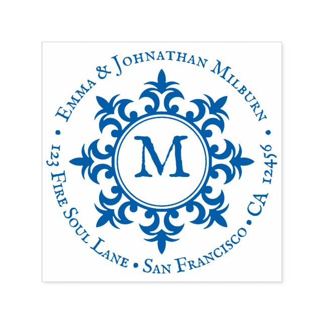 Rustic Medieval Circle Monogram - Return Address Self-inking Stamp (Design)