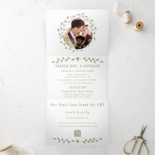 Rustic Medieval Photo Wedding Tri-Fold Invitation