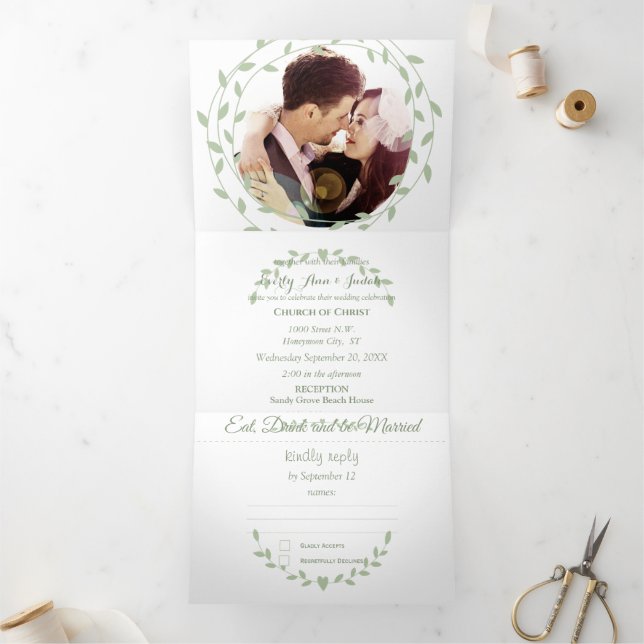 Rustic Medieval Photo Wedding   Tri-Fold Invitation (Inside)
