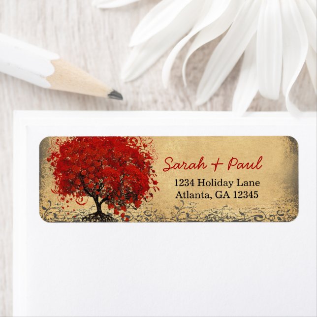 Rustic Medieval Renaissance Red Heart Leaf Tree   (Insitu)