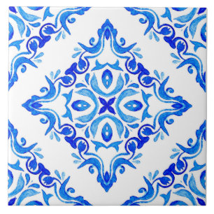 Rustic Mediterranean Blue and White Tile