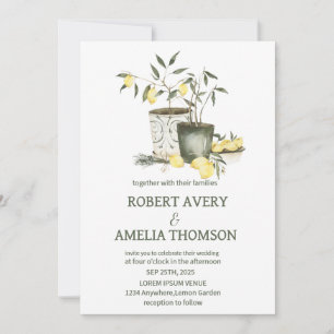 Rustic Mediterranean Lemon Wedding Invitation