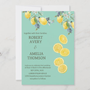 Rustic Mediterranean Lemon Wedding Invitation