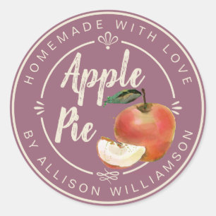 Rustic Mellow Mauve Homemade Apple Pie Classic Round Sticker