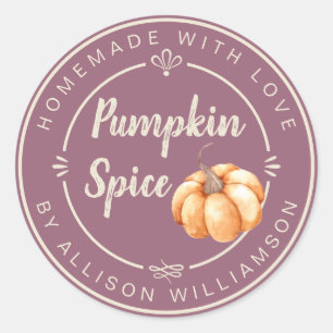 Rustic Mellow Mauve Pumpkin Spice Homemade Classic Round Sticker