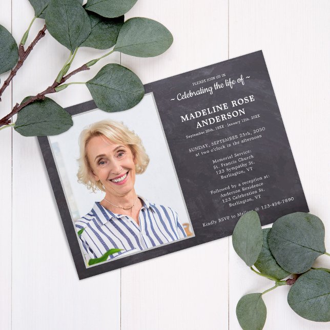 Rustic Memorial Celebration Of Life Photo Funeral Invitation (Creator Uploaded)