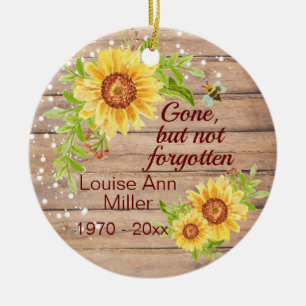 Rustic Memorial Gone But Not Forgotten Sunflower Ceramic Ornament