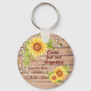 Rustic Memorial Gone But Not Forgotten Sunflower Keychain