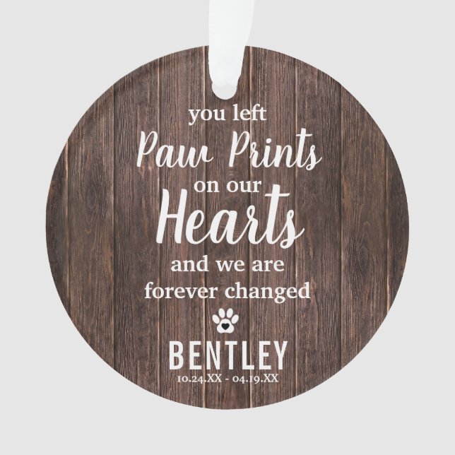 Rustic Memorial Pet Loss Photo Christmas Ornament (Front)