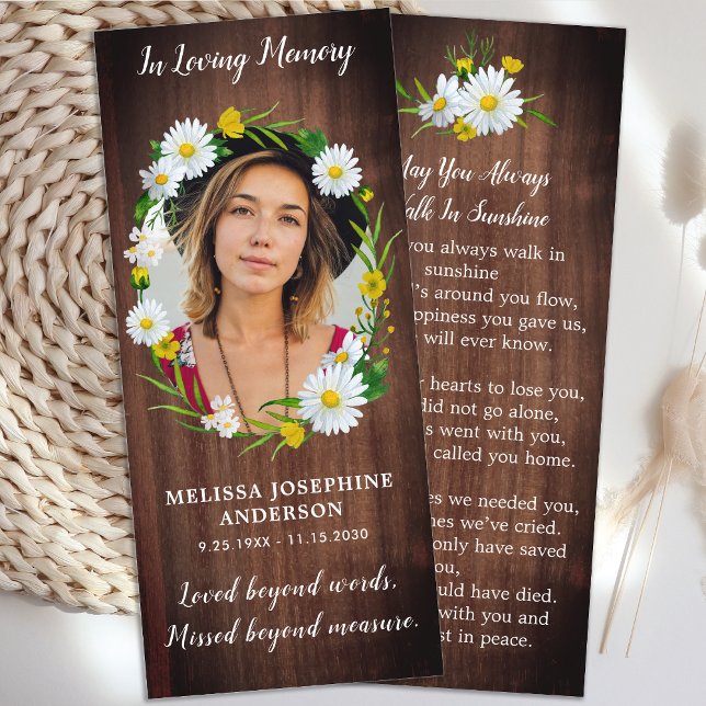 Rustic Memorial Prayer Card Funeral Bookmark (Creator Uploaded)