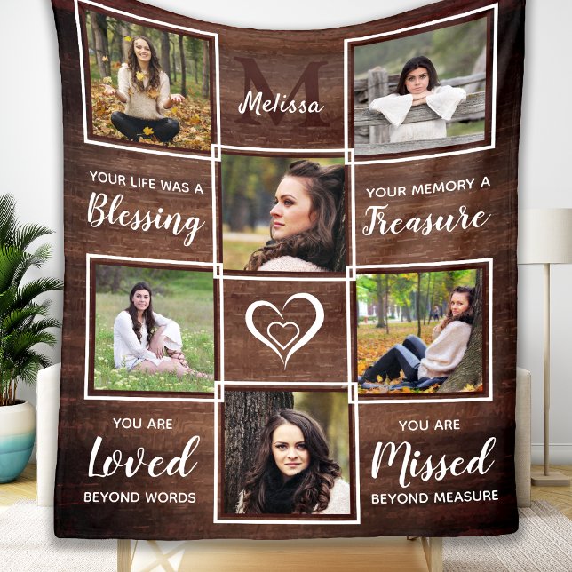 Rustic Memorial Remembrance Photo Keepsake Fleece Blanket (Creator Uploaded)