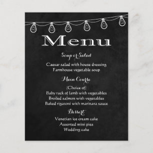 Rustic Menu Black And White Chalkboard Lights