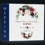 Rustic Merlot Navy Blue Blush Floral Wedding Album Binder<br><div class="desc">Elegant card design featuring gorgeous watercolour merlot & navy blue flowers bouquets, beautiful handwriting script and gorgeous handwriting "wedding" script. It could be a great choice for any season wedding, especially, for fall weddings and winter. Use Customize tool to add your info, make changes. For matching items, please, visit my...</div>