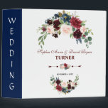 Rustic Merlot Navy Blue Blush Floral Wedding Album Binder<br><div class="desc">Elegant card design featuring gorgeous watercolour merlot & navy blue flowers bouquets, beautiful handwriting script and gorgeous handwriting "wedding" script. It could be a great choice for any season wedding, especially, for fall weddings and winter. Use Customize tool to add your info, make changes. For matching items, please, visit my...</div>