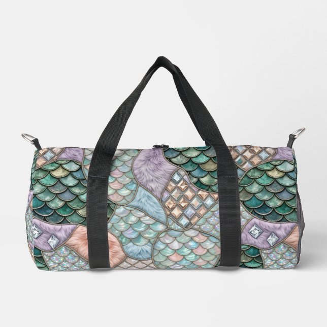 Rustic Mermaid Fairytale Patchwork Monogram Duffle Bag (Front)