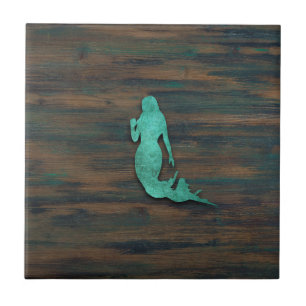 Rustic Mermaid (Teal) Tile