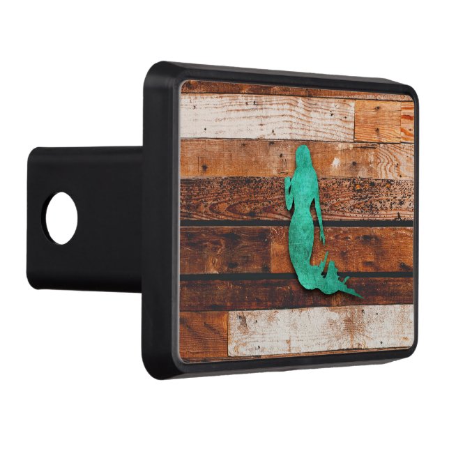 Rustic Mermaid (Wooden Boards) Trailer Hitch Cover (Right)