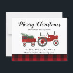 Rustic Merry Christmas Farmhouse Family Name  Card<br><div class="desc">Rustic Merry Christmas Farmhouse Family Name Holiday Card - Wish your family and friends a Merry Christmas this holiday season with a touch of rustic, farmhouse style. Our unique country Christmas Card features a vintage farm tractor carrying a Christmas tree fresh from the farm and a gift all wrapped up...</div>