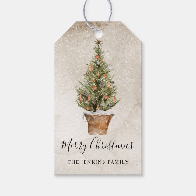 Rustic Merry Christmas Gift Favour Tag (Front)