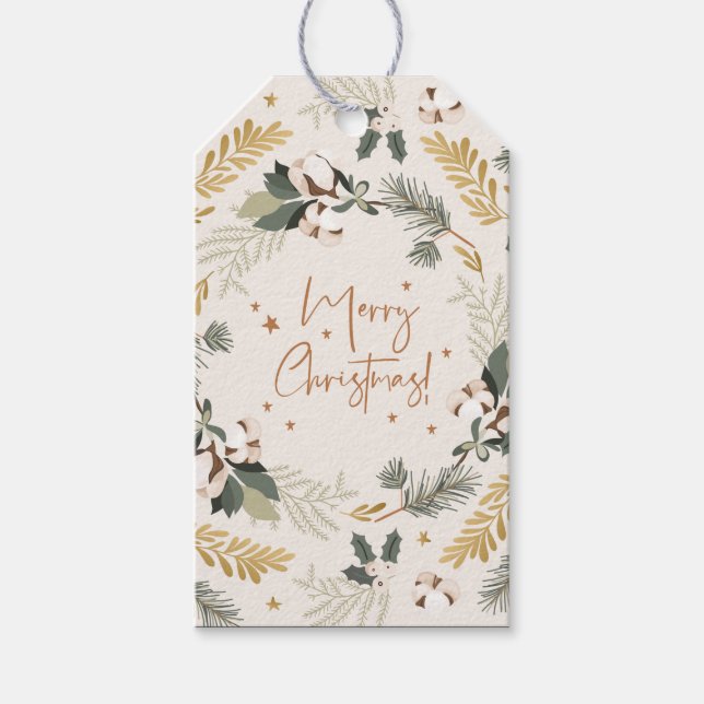 Rustic Merry Christmas  Gift Tags (Front)