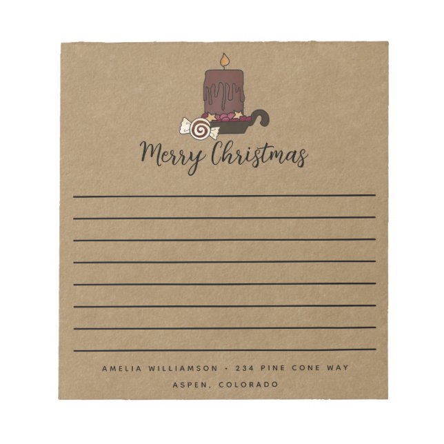 Rustic Merry Christmas Grubby Candle Notepad  (Front)