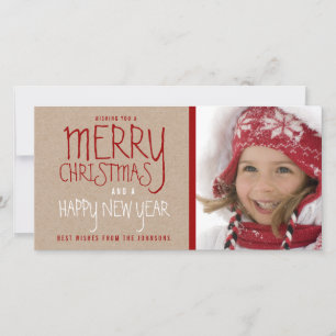 RUSTIC MERRY CHRISTMAS HOLIDAY PHOTO CARD