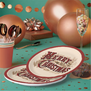 Rustic Merry Christmas Paper Plates